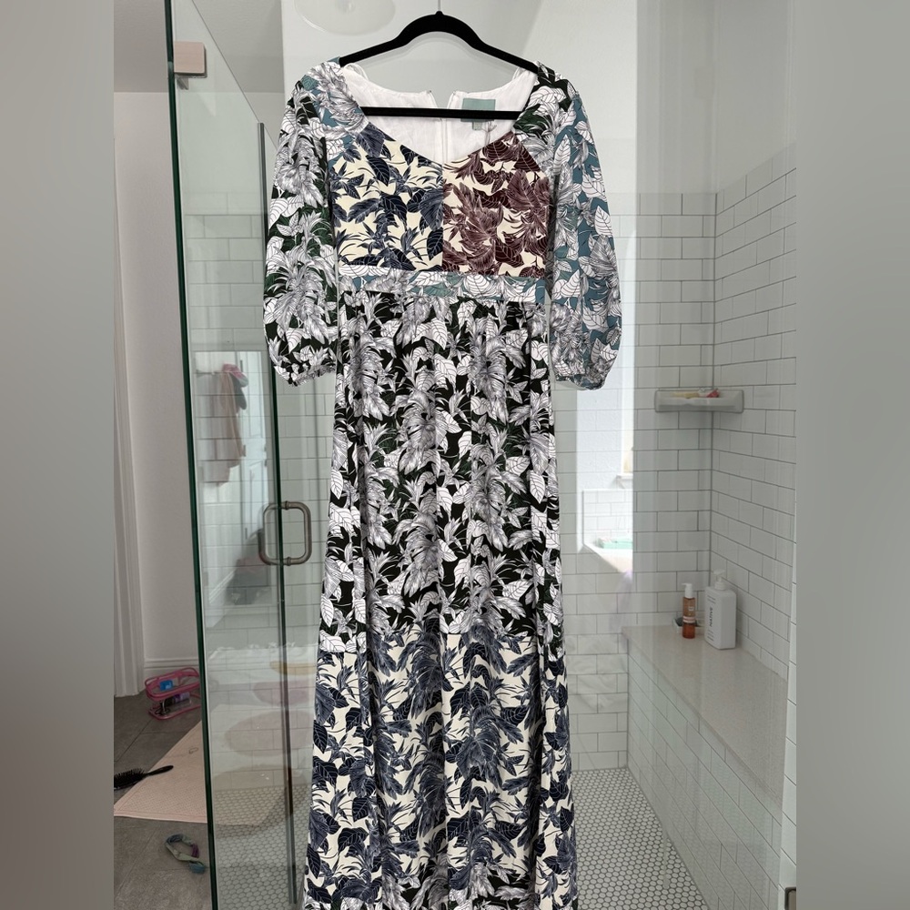 Skies Are Blue Multicolor Botanical Long Sleeve Dress